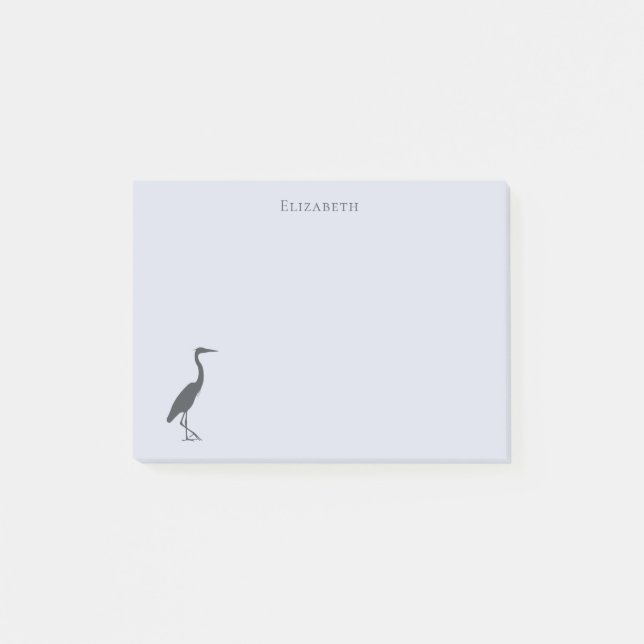 Notas Post-it® Gran garza azul parado de silueta (Anverso)