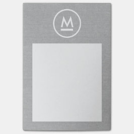 Notas Post-it® Gran monograma moderno inicial sobre lino gris