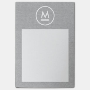 Notas Post-it® Gran monograma moderno inicial sobre lino gris