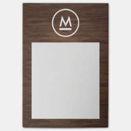 Notas Post-it® Gran monograma moderno inicial sobre madera marrón