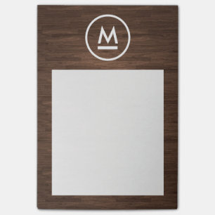 Notas Post-it® Gran monograma moderno inicial sobre madera marrón
