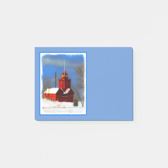 Notas Post-it® Gran pintura de faro rojo - Arte original (Anverso)