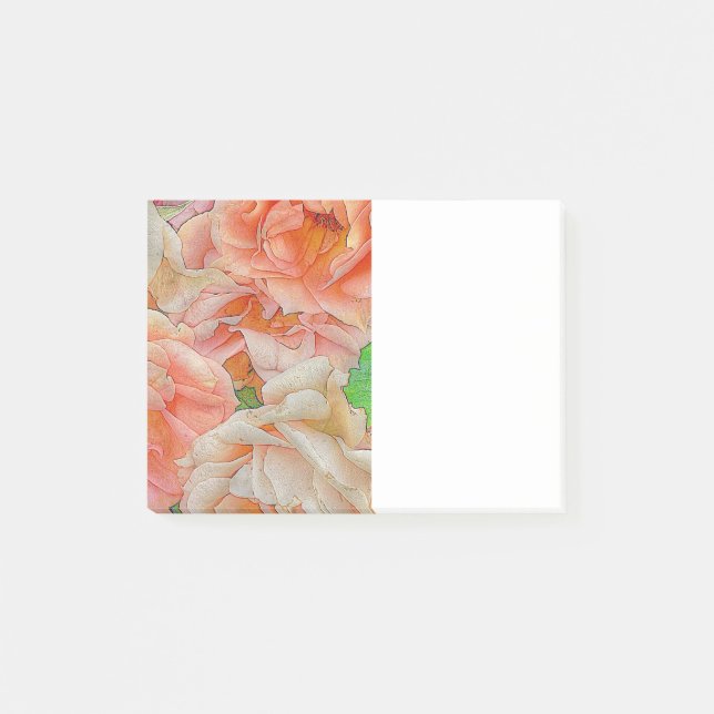 Notas Post-it® Grandes rosas del jardín, naranja (Anverso)