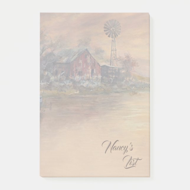 Notas Post-it® Granero Antiguo - Pintado a mano (Anverso)