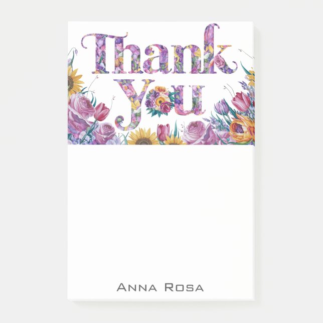Notas Post-it® *~* Gratitud AP85 Flores Gracias Manifiesto (Anverso)