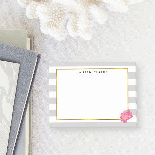 Notas Post-it® Gray Stripe & Pink Peony