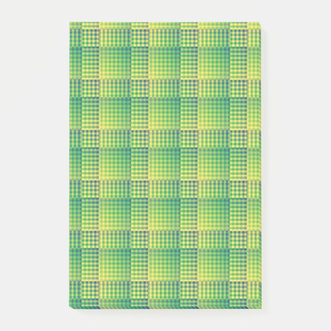 Notas Post-it® Green Blue Checker Abstract Pattern (Anverso)