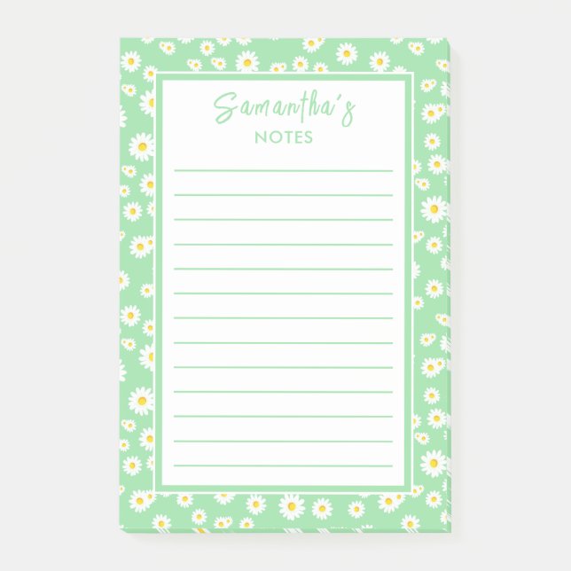 Notas Post-it® Green Boho Spring Daisies (Anverso)