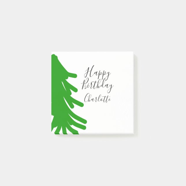 Notas Post-it® Green Christmas tree happy birthday December winte (Anverso)