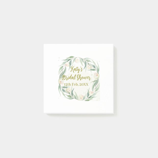 Notas Post-it® Green eucalyptus floral bridal shower name date go (Anverso)