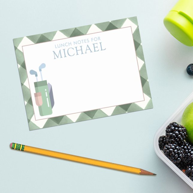 Notas Post-it® Green Gingham Golf Kids Lunch Box personalizado (Subido por el creador)