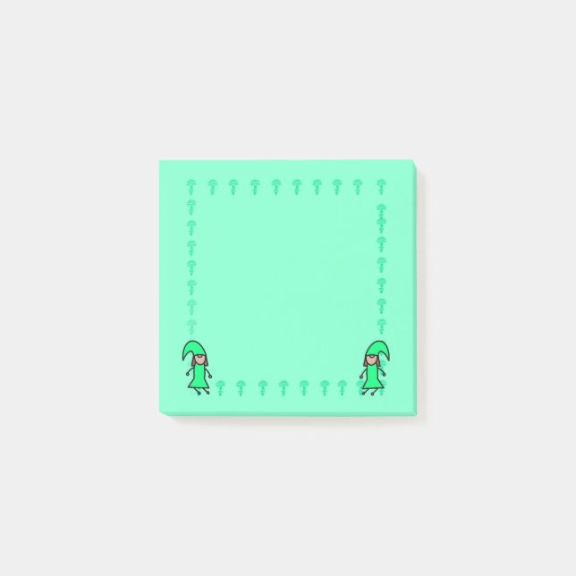 Notas Post-it® Green Gnome with Mushrooms Post it Notes (Anverso)
