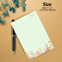 Notas Post-it® Green Monogram Modern Minimalista post-it Notes