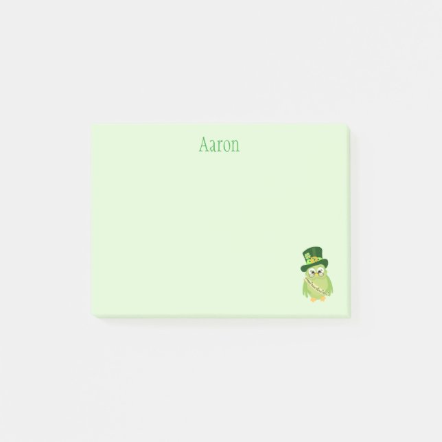 Notas Post-it® Green Owl St Patrick Day (Anverso)