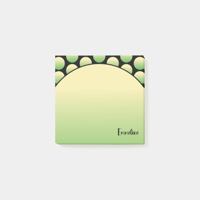 Notas Post-it® Green Polka Dot Black Script Name Post-It Notes (Anverso)