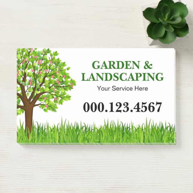 Notas Post-it® Green Tree Grass Landscaping Service Business (Oficina)