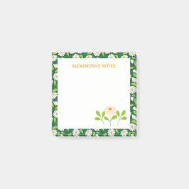 Notas Post-it® Green & White Spring Daisies & Vine Personalised