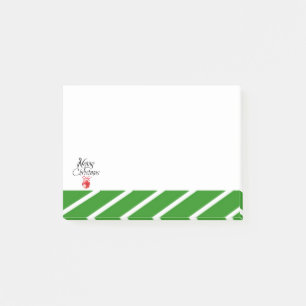 Notas Post-it® Green White Stripe Merry Christmas