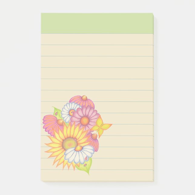 Notas Post-it® Green Wildflowers Post (Anverso)