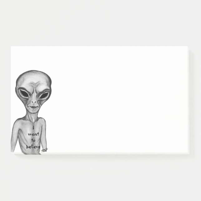 Notas Post-it® Grey Alien , quiero creer (Anverso)