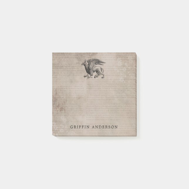 Notas Post-it® Griffin Creature Vintage con nombre (Anverso)