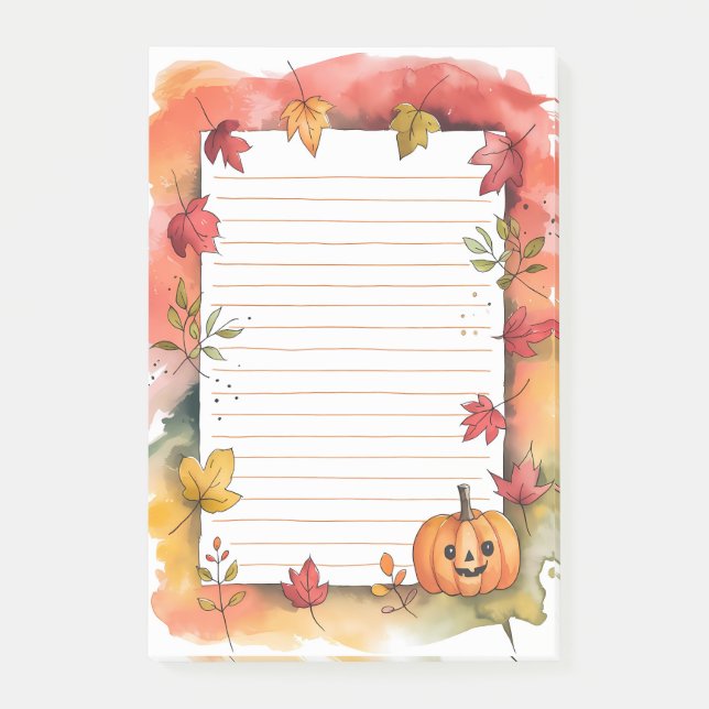 Notas Post-it® Grin de calabaza y Whimsy de leafy (Anverso)