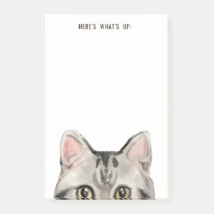 Notas Post-it® Gris americano Tabby Cat Gato de texto editable