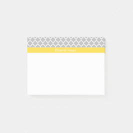 Notas Post-it® Gris Blanco Marroquí #5 Monograma Nombre Piña
