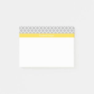 Notas Post-it® Gris Blanco Marroquí #5 Monograma Nombre Piña