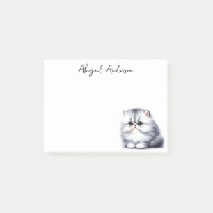 Notas Post-it® Gris de color de agua grisáceo Gato persa gatito