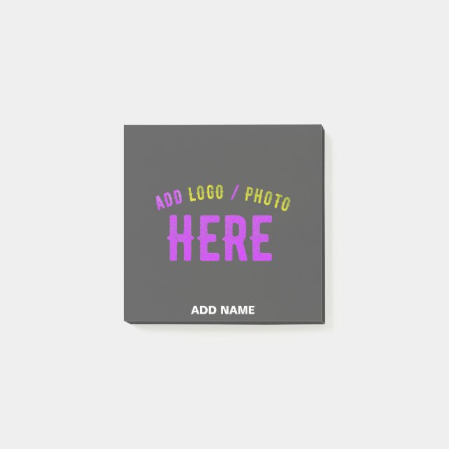 NOTAS POST-IT® GRIS DE PERSONALIZABLE MODERNO ELEGANTE VERIFICADO (Anverso)