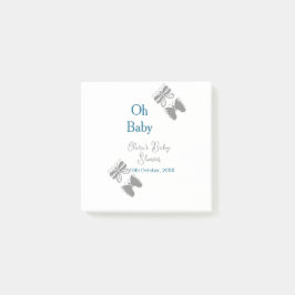 Notas Post-it® Gris mariposa azul bebé ducha oh bebé ext moderno