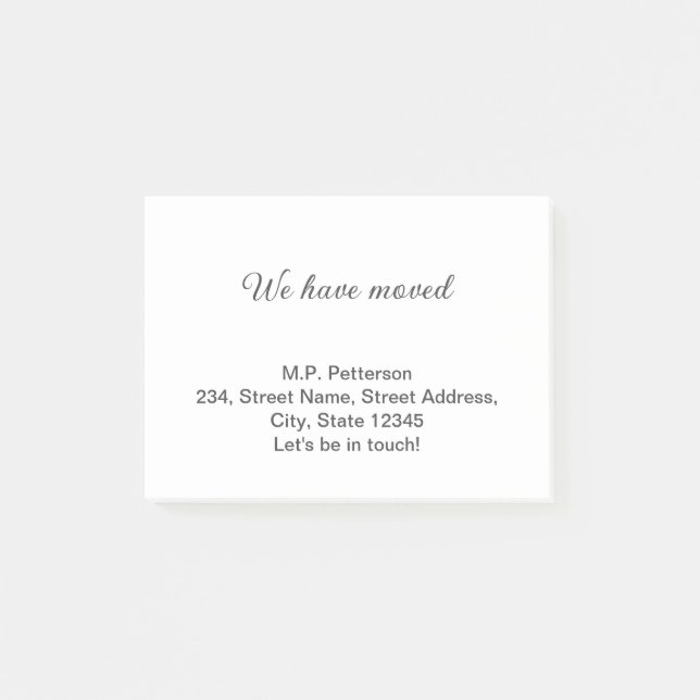 Notas Post-it® gris mínimo se ha movido el texto de la dirección  (Anverso)