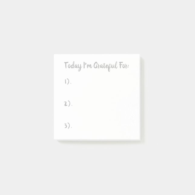 Notas Post-it® Gris Simple Sobre Gratitud Blanca (Anverso)