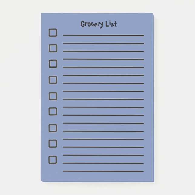 Notas Post-it® Grocery List Blue Sticky Notes 2ª edición (Anverso)