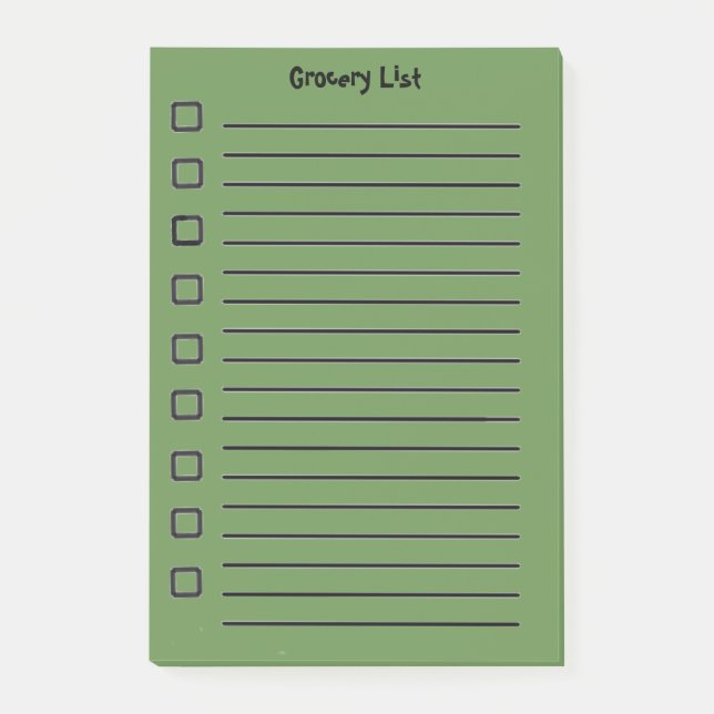 Notas Post-it® Grocery List Green Sticky Notes 2ª edición (Anverso)