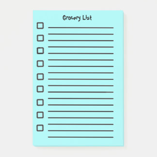 Notas Post-it® Grocery List Light Blue Sticky Notes 2ª edición