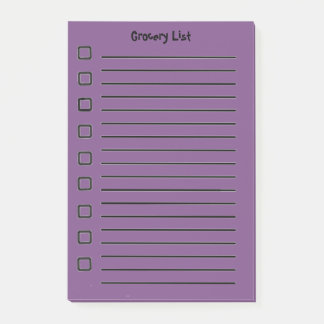 Notas Post-it® Grocery List Purple Sticky Notes 2ª edición