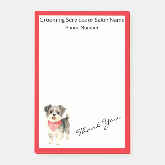 Notas Post-it® Grooming Dog Personalized Gold Elegant Collection (Anverso)