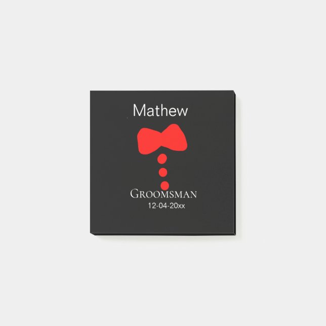 Notas Post-it® groomman add name año camiseta de la proa negra ti (Anverso)