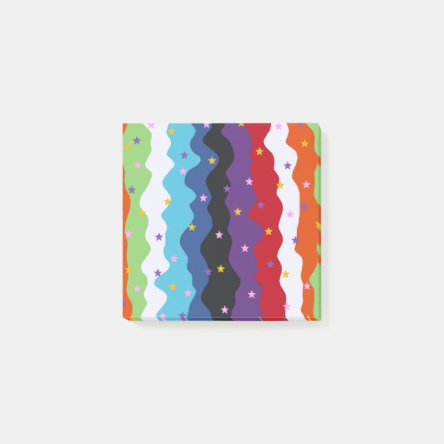 Notas Post-it® Groovy Celestial Stripe Bold Colorful Resumen (Anverso)