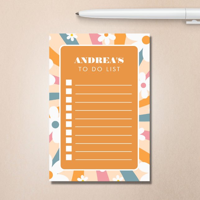 Notas Post-it® Groovy Divertido Hippie Retro Daisy Para Hacer Lis (Subido por el creador)