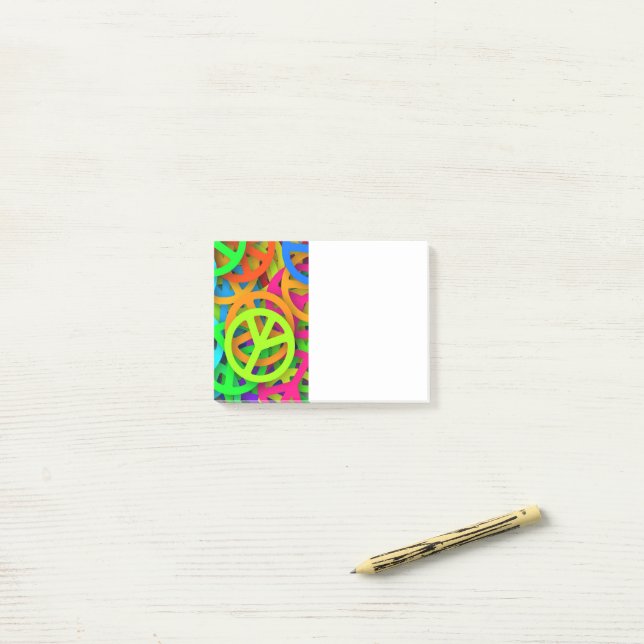 Notas Post-it® Groovy Peace firma modelo arcoiris (Escritorio)
