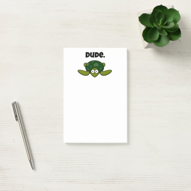 Notas Post-it® Groovy Sea Turtle Personalizado, Funny Ocean "Dude (Oficina)