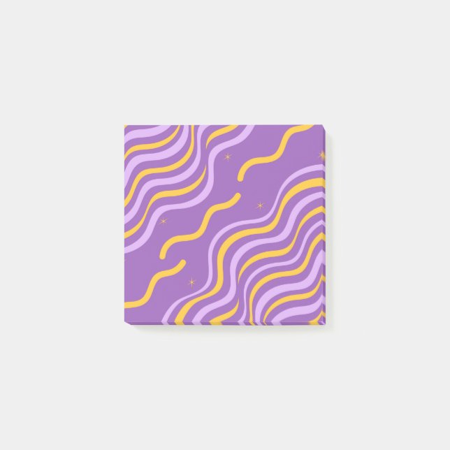 Notas Post-it® Groovy Wavy Stripe Purple Yellow Resumen Spring (Anverso)