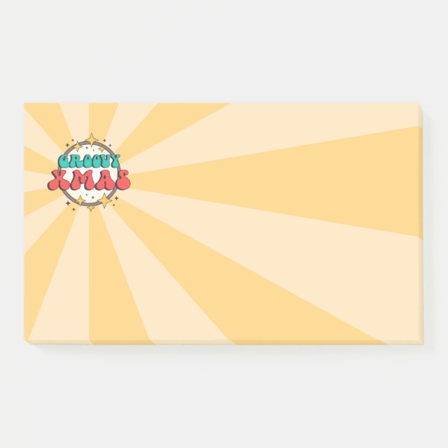 Notas Post-it® Groovy Xmas text retro cartoon seasonal (Anverso)