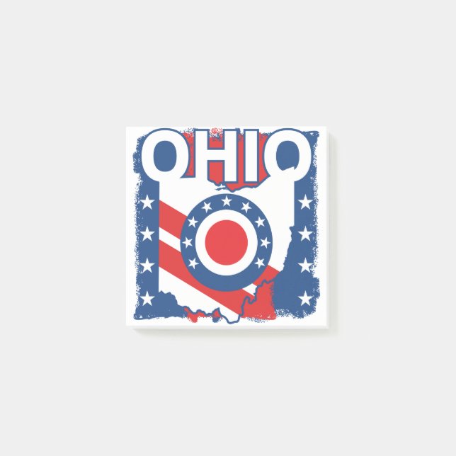 Notas Post-it® Grunge patriótico rojo blanco y azul Ohio (Anverso)