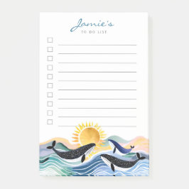 Notas Post-it® Guerras azules y Personalizados de ballenas felice