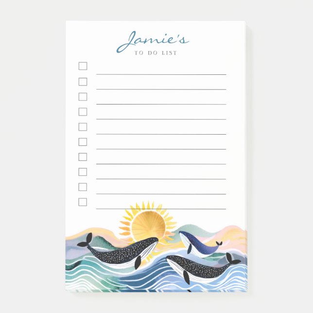 Notas Post-it® Guerras azules y Personalizados de ballenas felice (Anverso)
