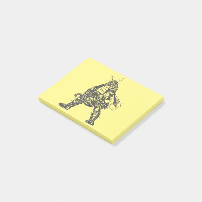 Notas Post-it® Guerrero Samurái Con Arma De Fuego Rápido (En perspectiva)